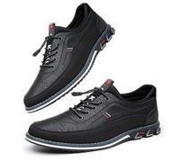 Hommes Oxford Cuir Chaussures Décontractées Moccasin Respirant et Luxueux Bureau de Conduite Marche Chaussures à Lacets Affaires Noir 42 EU