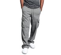Hommes Pantalon de Travail Training Pantalon Chino Homme Cargo Jogging Pants Large Décontracté Tenue de Sport Homme Survetement Drawstring Pantalons Gris M
