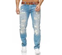 Hommes Pantalon Jeans Denim Destroyed Régulier Coupe Bleu Clair Usé Redbridge
