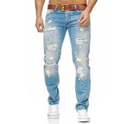 Hommes Pantalon Jeans Denim Destroyed Régulier Coupe Bleu Clair Usé Redbridge