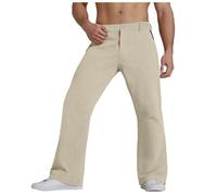 Hommes Pantalons de Loisirs Taille élastique avec des Poches de Cordon Serrage Pantalon évasé en côtelé Taille Moyenne pour Homme,Couleur Unie,Nouvelle Collection Printemps et Polaire (Khaki,M)
