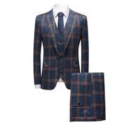 Hommes Plaid 3 pièces monopoitrine Costumes Smoxedo Prom Blazer Pantalons Gilet Ensemble Plaid Costume Formel monopoitrine