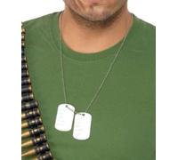 Hommes Plaque D'Identité Militaire avec Chaîne Argent Armée Accessoire Bijoux