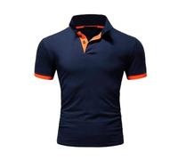 Hommes Polo Manches Courtes Coton Golf Slim Casual t-Shirt col Classique Sport Slim Manches Courtes (Bleu Profond,XL)