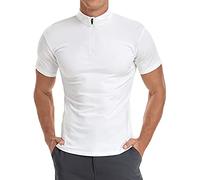 Hommes Polo Shirts Col Mao Manche Courte Coton Chemise Couleur Unie Regular Fit Légers Respirant pour Golf Outdoor T-Shirt Sport Polo Absorber la Sueur