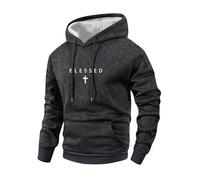 Hommes Printemps/Automne Fine Croix Imprimer Manches Longues Poche Détresse Rétro Sweat à Capuche Mode Casual Sport Top