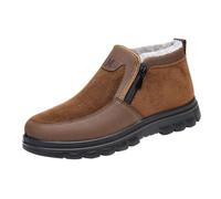 Hommes Printemps et Automne Hiver Grande Taille Plus Velours Plus Fond Épais Fermeture Éclair Latérale Casual Fond Doux Bas Léger Bottes Chaudes Froides Vegan Bottes Homme, marron, 42.5 EU