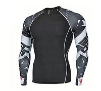 Hommes Rash Vest - Protection UV Rash Guard Baselayer Compression Shirt Impression Manches Longues Cool Dry Training Maillot De Cyclisme UPF 50+