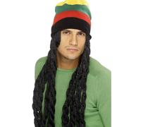 Hommes Rasta Perruque & Bonnet Dreadlocks Jamaican Déguisement Marley par