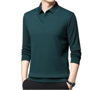 Hommes Rayé Revers Faux Deux Pièces Chemise Manches Longues Business Casual Chemises Hommes Manches Longues Faux Deux Pièces Tricoté, vert foncé, 3XL