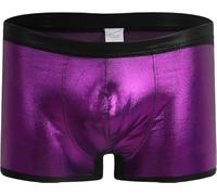 Hommes Sexy Couleur Unie Boxer Shorts Bande Avant Silk Texture Culotte Taille Basse élastique Doux Anti - gauchissement Culotte (M,Violette)