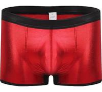 Hommes Sexy Couleur Unie Boxer Shorts Bande Avant Silk Texture Culotte Taille Basse élastique Doux Anti - gauchissement Culotte (M,Rouge)