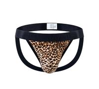 Hommes Sexy String sous-vêtements Faible Hausse Motif Léopard Ludique Imprimé Jockstraps Hommes Supporters Athlétiques (FR/ES, Alpha/Lettres, TG, Taille Normale, Taille Normale, Jaune)