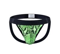 Hommes Sexy String sous-vêtements Faible Hausse Motif Léopard Ludique Imprimé Jockstraps Hommes Supporters Athlétiques (FR/ES, Alpha/Lettres, L, Taille Normale, Taille Normale, Verte)