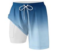 Hommes Short de Bain Sport Bermuda 2 en 1 Séchage Rapide Court de Plage Natation avec Cordon Réglable Élastique Maillots de Bain Décontracté Shorts