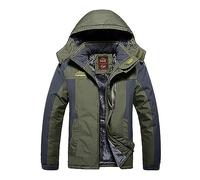 Hommes Ski Veste Hiver Chaud Doublure Peluche Outdoor Softshell avec Capuche Amovible Veste Imperméable Coupe-Vent Voyage Décontracté Respirant Manteau Automne Hiver Sport Parka