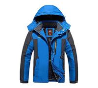 Hommes Ski Veste Hiver Chaud Doublure Peluche Outdoor Softshell avec Capuche Amovible Veste Imperméable Coupe-Vent Voyage Décontracté Respirant Manteau Automne Hiver Sport Parka