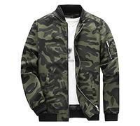 Hommes Slim Fit Camouflage Veste Light Flying Bomber Campus Manteau Full Zip Coupe-Vent Camouflage Veste (Vert Militaire,3XL)