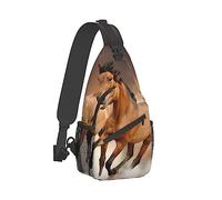 Hommes Sling dos Pliable Durable Épaule Bandoulière Sac Poitrine Pack Animal Course Cheval Sauvage Art Anti Vol Multifonctionnel dos Avec Bandoulière Réglable
