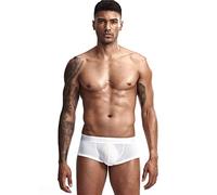 Hommes Slips Glace sans Couture Respirant Boxeur Briefs Transparent Confortable Taille Basse Culottes (FR/ES, Alpha/Lettres, M, Taille Normale, Taille Normale, Blanc)