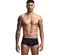 Hommes Slips Glace sans Couture Respirant Boxeur Briefs Transparent Confortable Taille Basse Culottes (FR/ES, Alpha/Lettres, M, Taille Normale, Taille Normale, Noir)