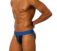 Hommes Slips Personnalité Rayures Caleçons Taille Basse Caleçon Hommes Respirant Confortable Hommes Sous-vêtements de Sport Nylon Hommes Sous-vêtements Sexy Hommes String Cadeau, bleu, M