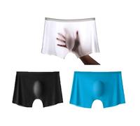 Hommes Sous-Vêtements 3D Stéréo Stamping Une Pièce Hommes Ice Silk Boxer Respirant Sans Couture Sexy See-Through Transparent Slip - - Medium