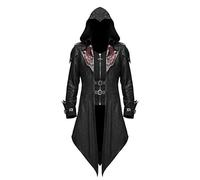 Hommes Steampunk Vintage Gothique À Capuche Veste Vampire Démon Chasseur Cosplay Fête Halloween Costume Victorien Uniforme,Noir,S