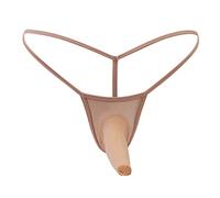 Hommes String Avec Anneau Hommes Simple Grenadine Personnalité Mode Décontracté Mini Tanga Bouche Ouverte Sous-vêtements T Pantalons Shorts Transparent, beige, taille unique