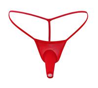 Hommes String Avec Anneau Hommes Simple Grenadine Personnalité Mode Décontracté Mini Tanga Bouche Ouverte Sous-vêtements T Pantalons Shorts Transparent, rouge, taille unique