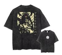 Hommes T-Shirt Black Clover Washed T Shirts Asta Hipster Summer Tees Y2K Rétro Design Coton Clothes