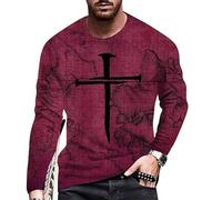 Hommes t-Shirt Croix Motif 3D Imprimer Blouse Manches Longues Tee Vintage Mode Homme vêtements Automne décontracté Gothique Pullover