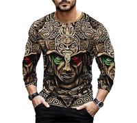 Hommes t-Shirt Mexique Aztec Motif 3D Imprimer Blouse Manches Longues Tee Vintage Mode Homme vêtements Automne décontracté Gothique Pullover