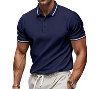 Hommes T-Shirt Polo Ample Et Décontracté Coupe Classique Manches Courtes d'été Casual Couleur de Contraste Vetement de Sport Golf Tennis T-Shirt (Navy, XL)