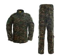 Hommes Tactique Uniforme, 2 Pièces Tenues de Combat, Veste Militaire Multi-poches & Pantalons Armée Costume pour lAirsoft Paintball Chasse Jeu de Guerre Escalade Woodland Vert 2 L