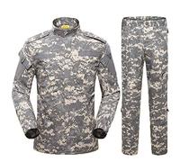Hommes Tactique Uniforme, 2 Pièces Tenues de Combat, Veste Militaire Multi-poches & Pantalons Armée Costume pour lAirsoft Paintball Chasse Jeu de Guerre Escalade Woodland ACU XL