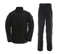 Hommes Tactique Uniforme, 2 Pièces Tenues de Combat, Veste Militaire Multi-poches & Pantalons Armée Costume pour lAirsoft Paintball Chasse Jeu de Guerre Escalade Woodland Noir 1 L