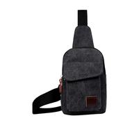Hommes Taille Pack Toile Poitrine Coréen Hommes Décontracté Petit Sac à Dos Épaule Multifonctionnel Sport Sac à Bandoulière Sacs à Bandoulière Hommes Porte-documents, Noir , Taille unique pour tous