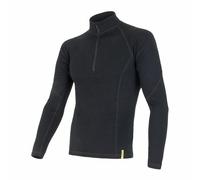 Hommes tee-shirt SENSOR Mérinos DF dl. manche zip noire M