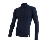 Hommes tee-shirt SENSOR Mérinos DF dl. manche zip profond bleu M