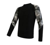 Hommes tee-shirt SENSOR Mérinos Impressionner dl. manche noir / camouflage M