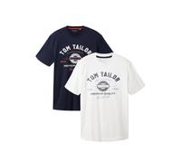 Hommes TOM TAILOR T-shirt Logo Lot de 2 manches courtes Haut avec impression log