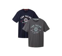 Hommes TOM TAILOR T-shirt Logo Lot de 2 manches courtes Haut avec impression log