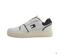 Hommes Tommy Hilfiger Baskets TJM Retro Basket Textile Lacets Plat - blanc/rouge/bleu 0GZ 46