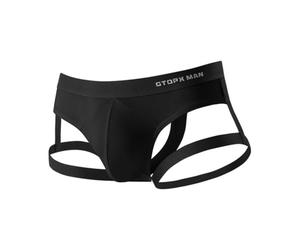 Hommes Underwear Men's Leg Band Underwear Men Thong Sports Briefs-Black-M