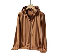Hommes up 50+ protection solaire léger Zip Hoodie veste à manches longues Proof pour la pêche de la randonnée en plein air brun XL