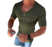 Hommes V Col T Shirt Streetwear Tshirt Casual Solide Slim Fit Tops, 576jl, L