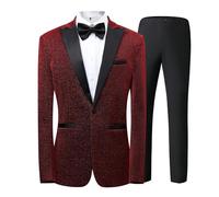 Hommes Velours Costumes 3 Pièces Un Bouton Blazer Coupe ajustée élégant Veste et Pantalon Ensemble Mariage dîner Smoking Costume