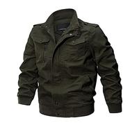 Hommes Veste Revers Solide Vêtements Militaires Chaud Manches Longues Épais Hiver Respirant Manteau avec Poche, Vert armée., L