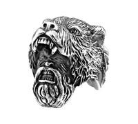 Hommes Viking Ours TêTe Bague, Bague Animale Odin en Acier Inoxydable Nordique, Vintage Celtique PaïEn Amulette Punk Charme Bijoux
